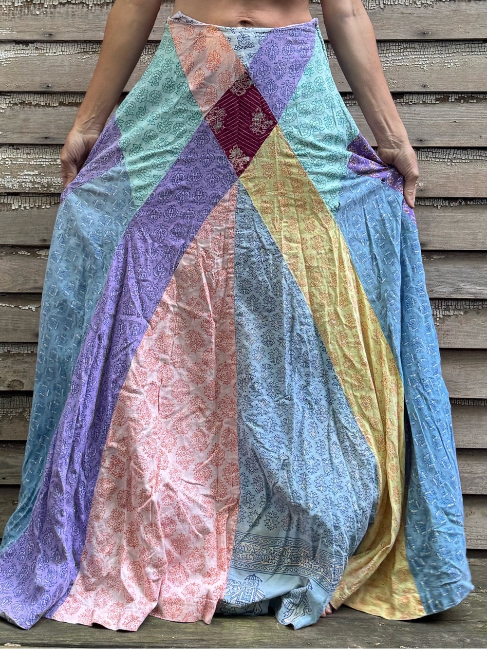 VTG Festival Bohemian Patchwork Maxi Skirt - Pastel Multi - Picture 5 of 16